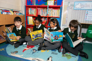 Children reading at Princess May, Hackney