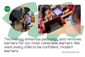 George Barlow, Technology for schools expert and children from Belgrave Academy learning through AI