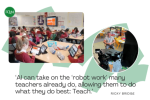 Ricky Bridge, Technology for schools expert and children from Belgrave Academy learning through AI